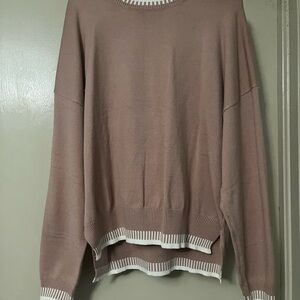 Elegant Mauve Crew Neck Sweater and pants. Two piece set